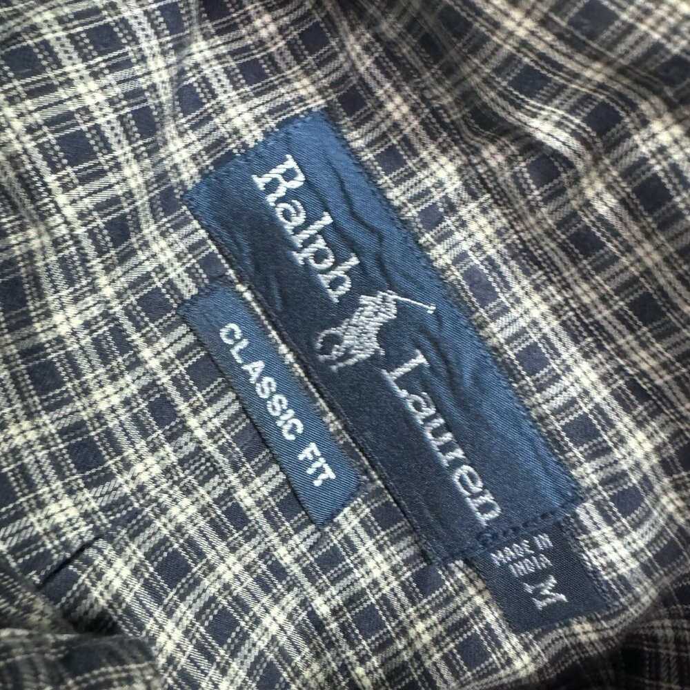 Ralph Lauren Button Down Shirt Classic Fit Blue Plaid Long Sleeve Men’s Medium - Picture 5 of 10